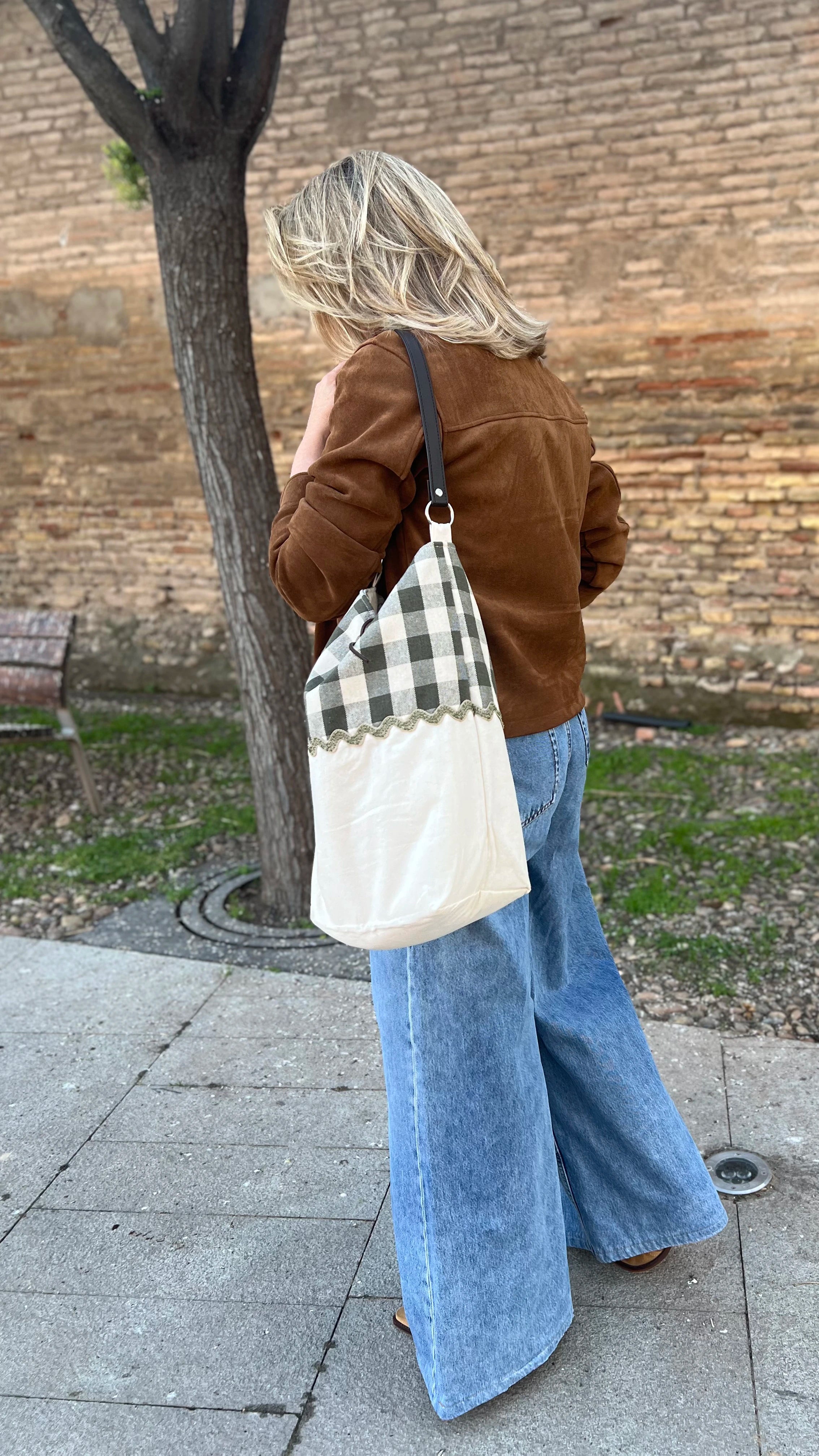 Vera vichy verde y beige