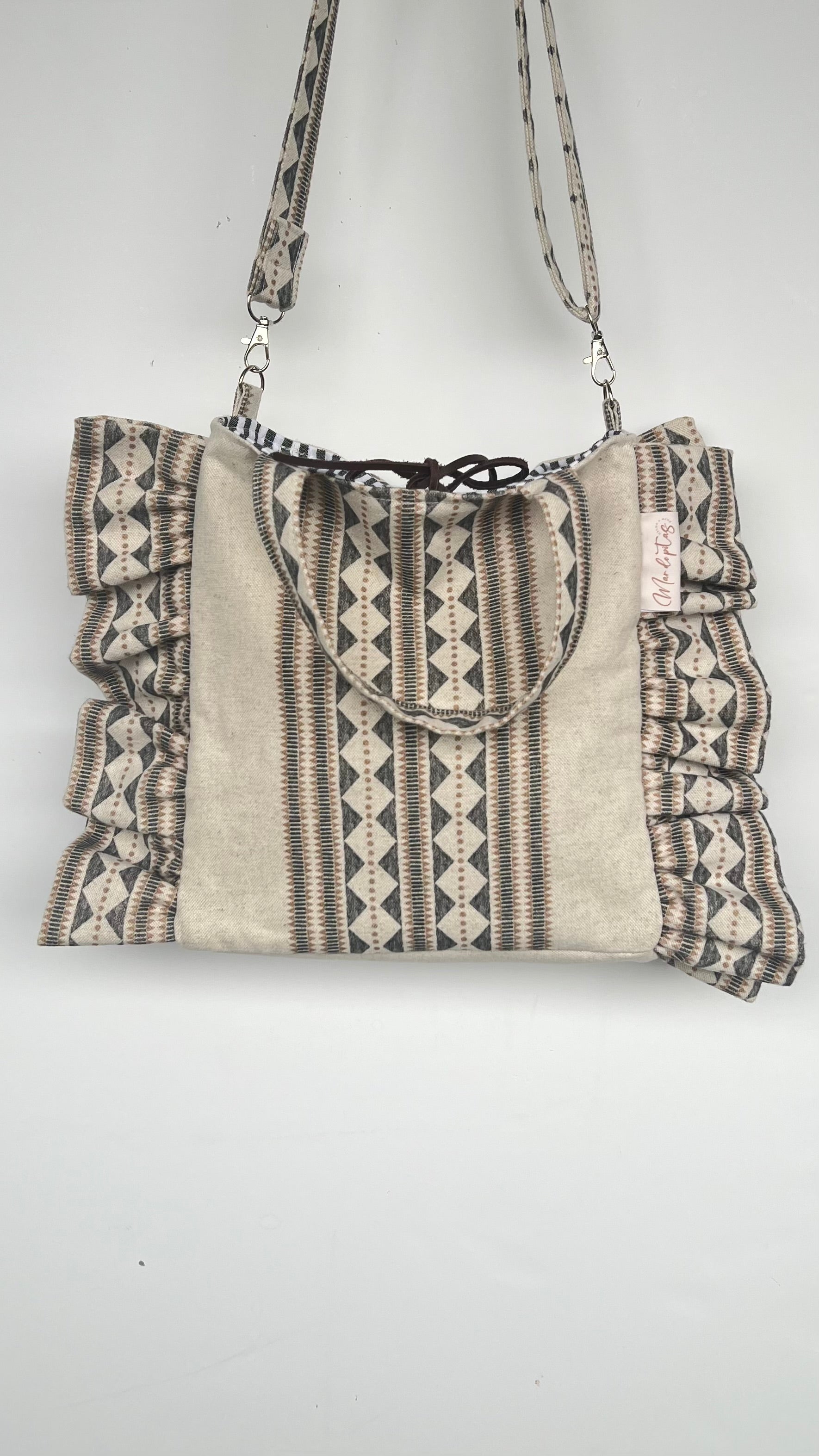Poniente small lino beige y negro