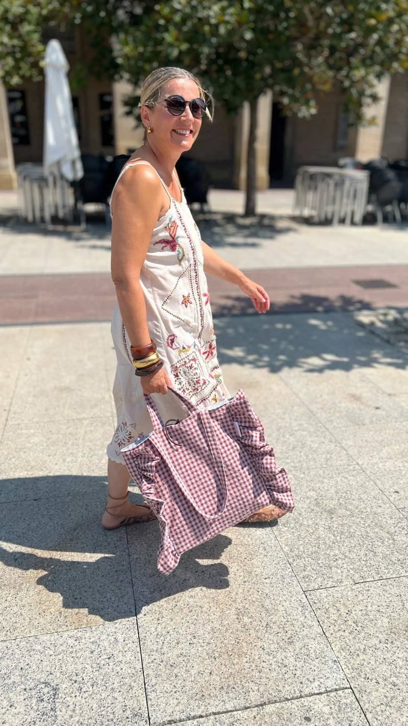 Poniente vichy rosa y marrón